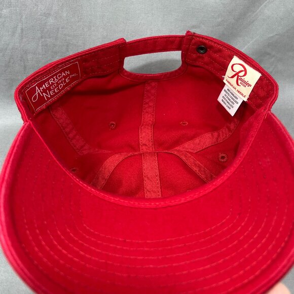 Rainier Beer American Needle Strapback Hat Red Slouch Adjustable USA Dad Mens - Picture 14 of 16